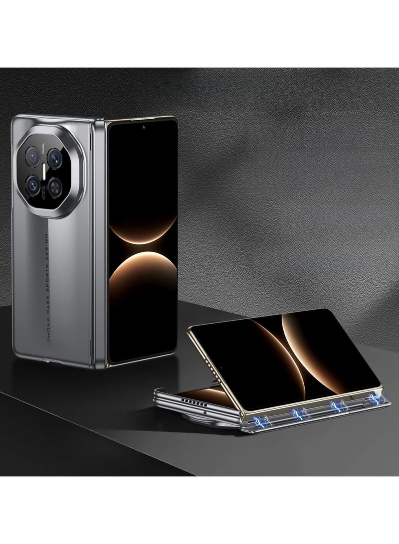 غطاء هاتف متوافق مع Huawei Mate X7، بتصميم رفيع جداً، حماية العدسات والكاميرا والمفصلة، تغطية كاملة من الجهات الأربع، غطاء صلب من مادة PC بملمس مات مقاوم للصدمات ومتين.